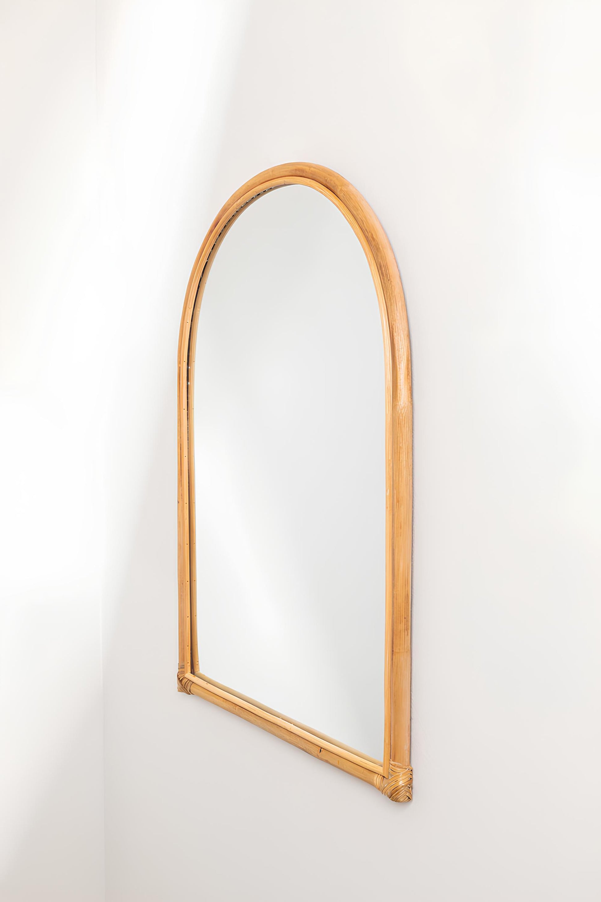 Bamboo Wall Mirror for living room | Cane Wall Mirror | Rattan Mirror - Shanaya - Akway