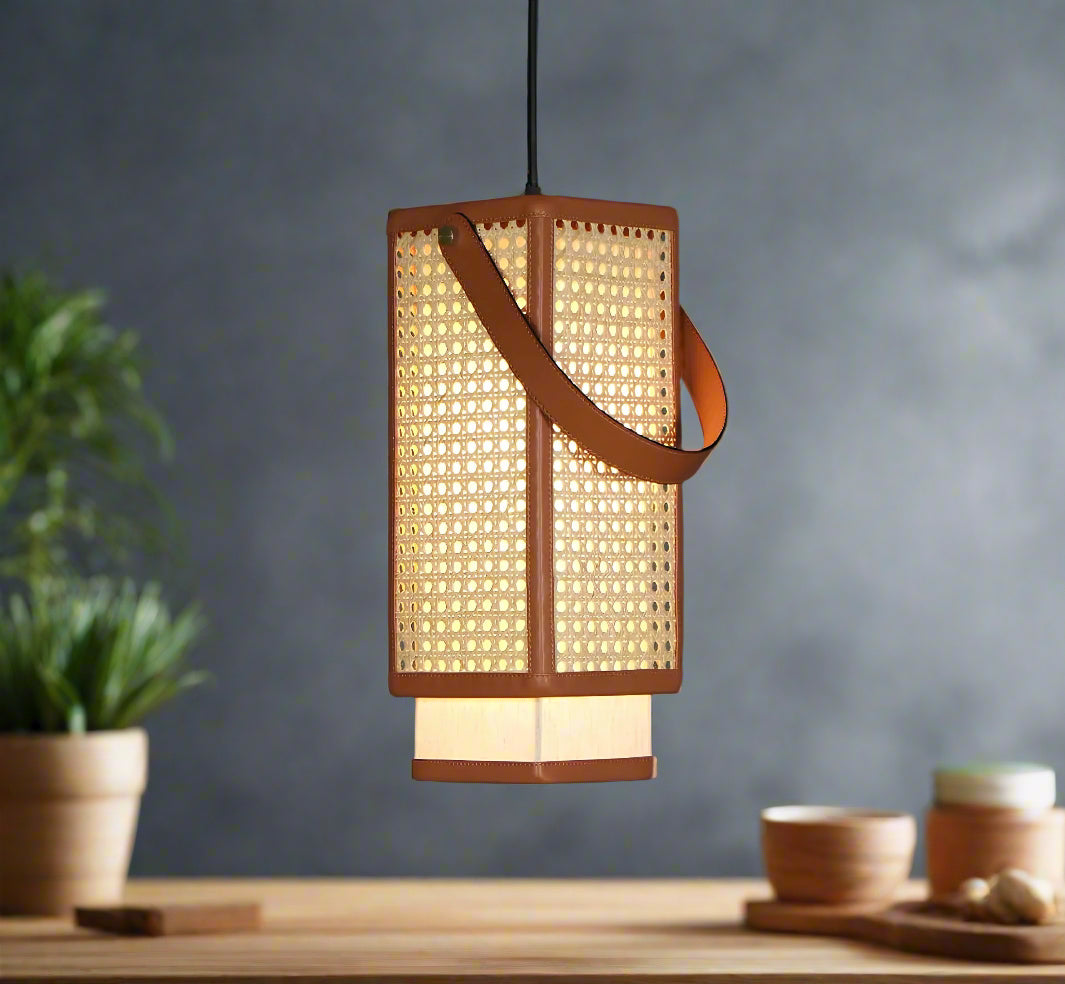 Rattan Hanging lamp for Living Room | Cane Pendant light | Wicker ceiling light - Aayu