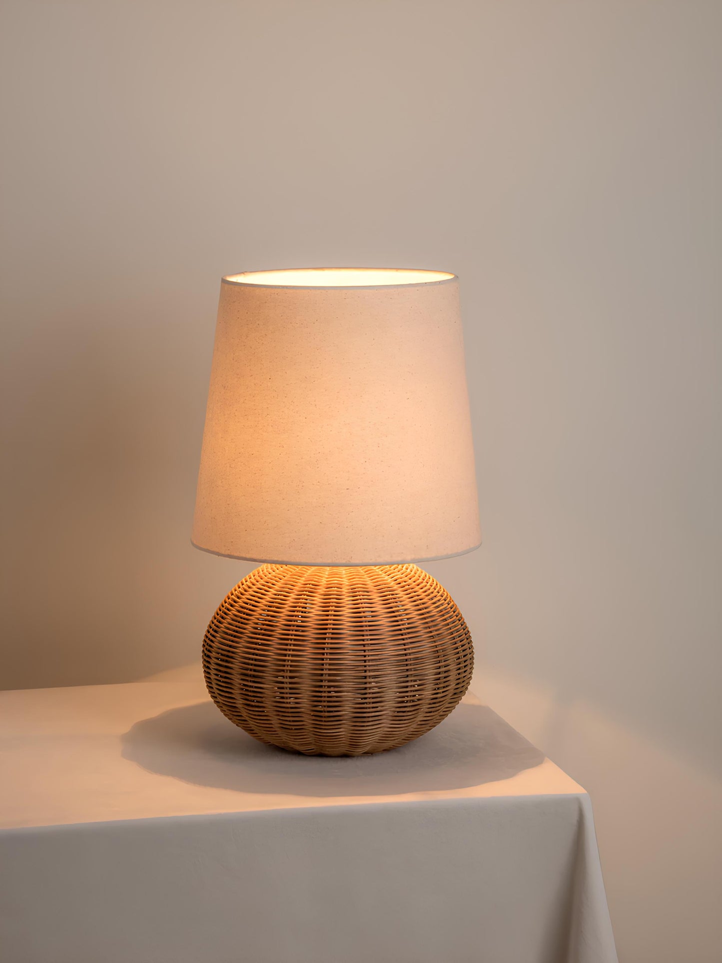 Rattan Table lamp for Living room | Bamboo Bedside table lamp | Cane Table lamp -Shanaya - Akway