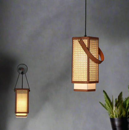 Rattan Hanging lamp for Living Room | Cane Pendant light | Wicker ceiling light - Aayu