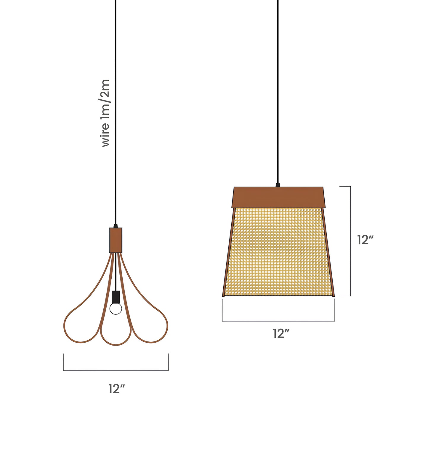 Rattan Hanging lamp for Living Room | Cane Pendant light | Wicker ceiling light - pixie