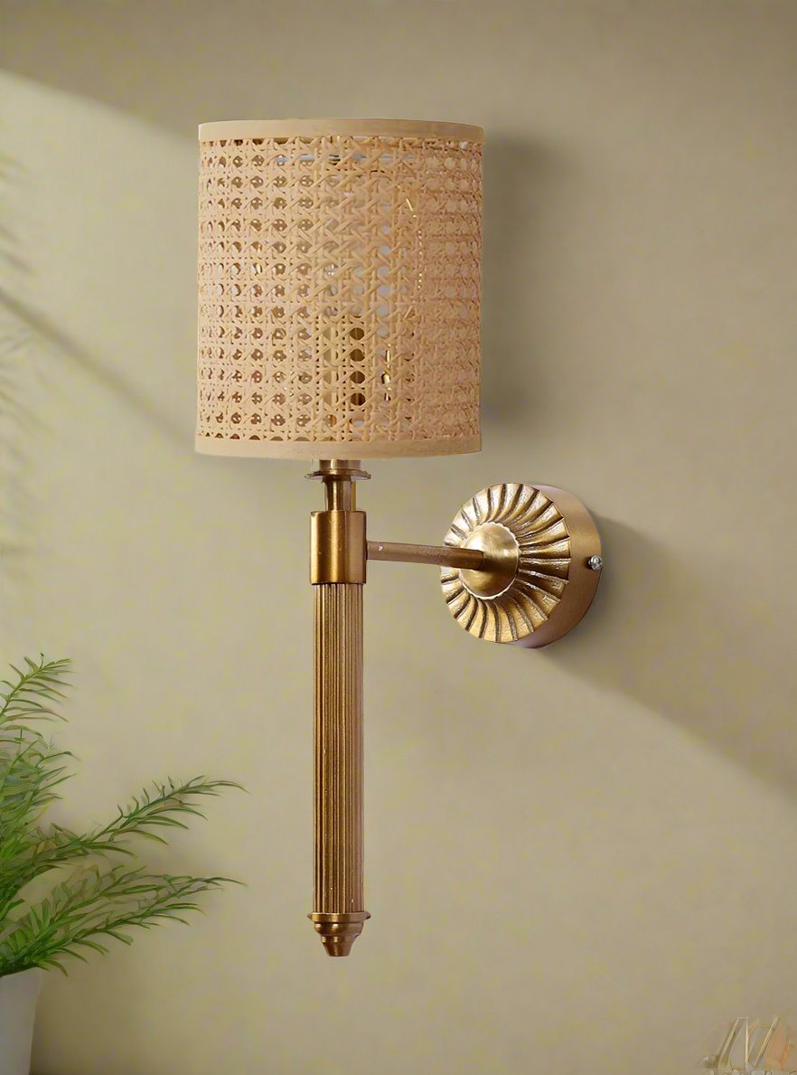 Bamboo Wall Lamp For Living Room | Rattan Wall Scone - Eshana