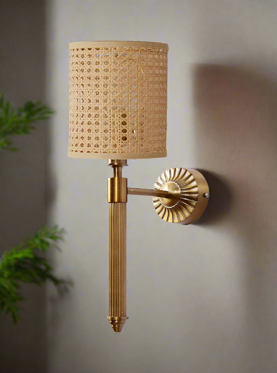 Bamboo Wall Lamp For Living Room | Rattan Wall Scone - Eshana