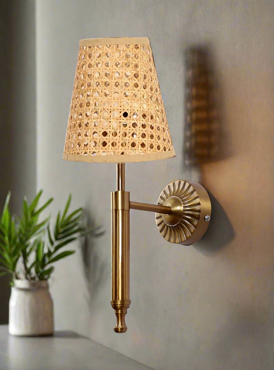 Cane Wall Lamp For Living Room | Bamboo Wall Scone - Jalsa