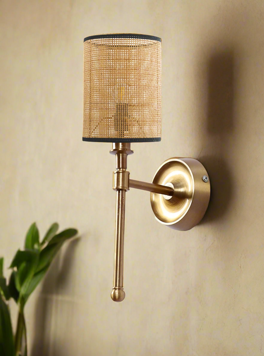 Bamboo Wall Lamp For Living Room | Rattan Wall Scone - Adya