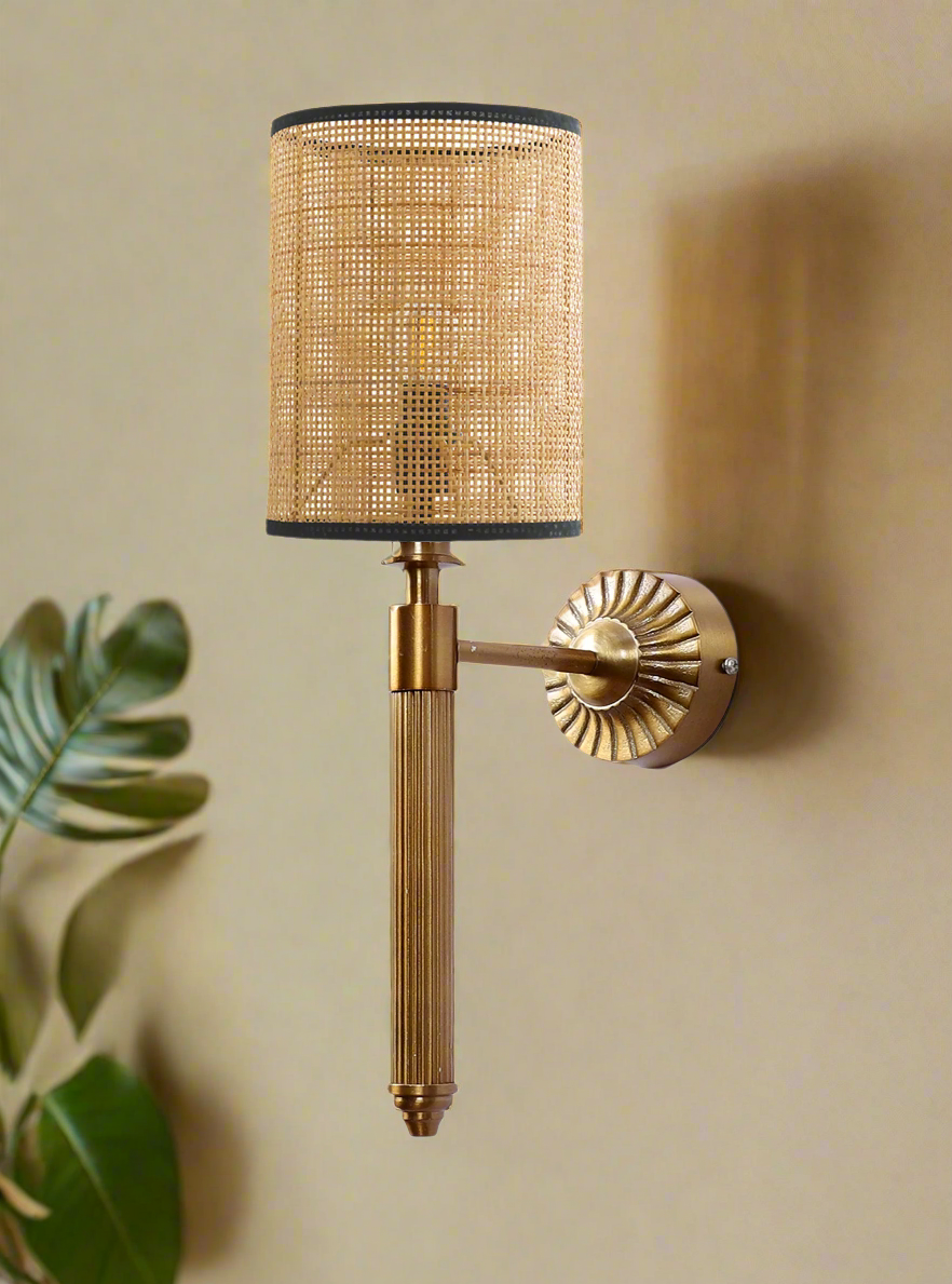 Bamboo Wall Lamp For Living Room | Rattan Wall Light - Alka