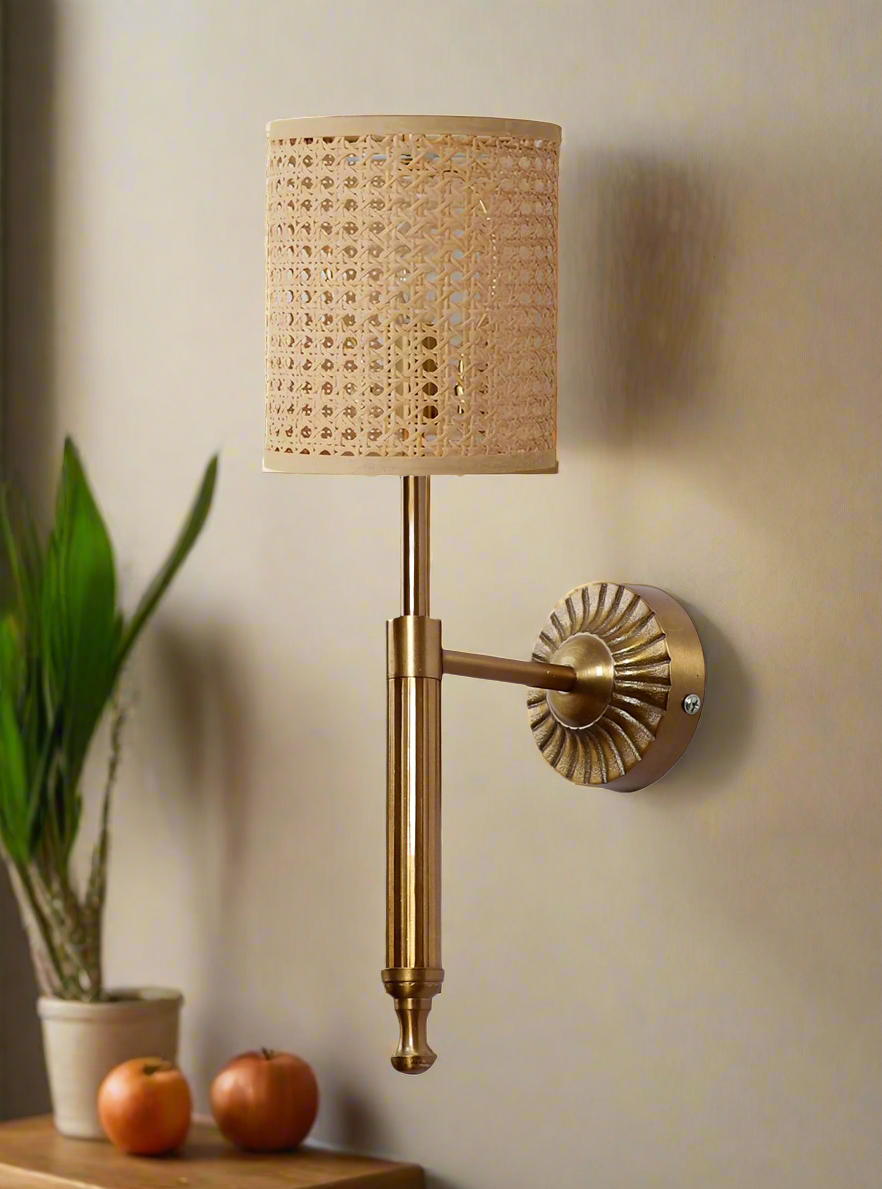 Cane Wall Lamp For Living Room | Bamboo Wall Light - Daksha