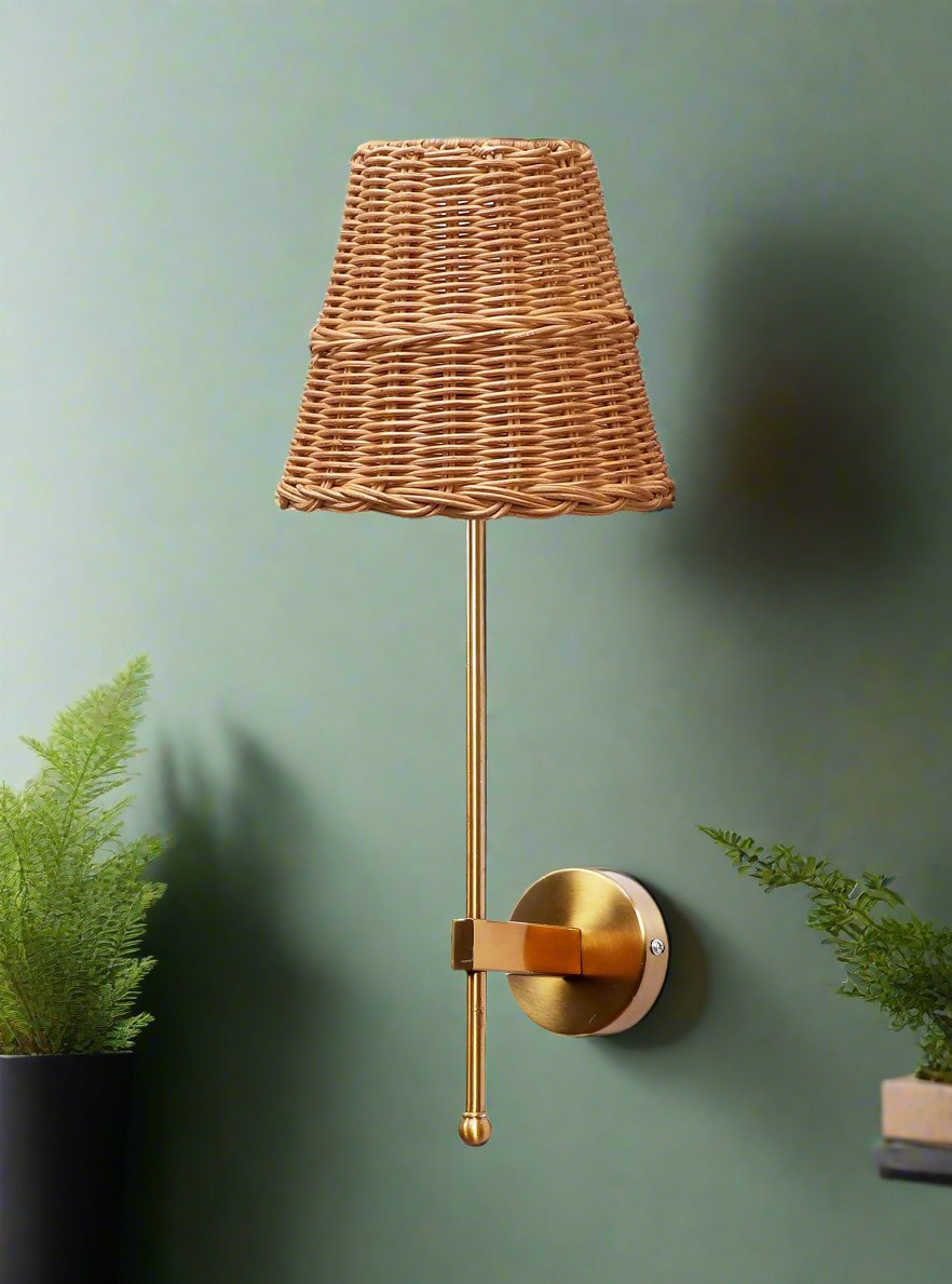 Cane Wall Light For Living Room | Bamboo Wall Lamp - Isha