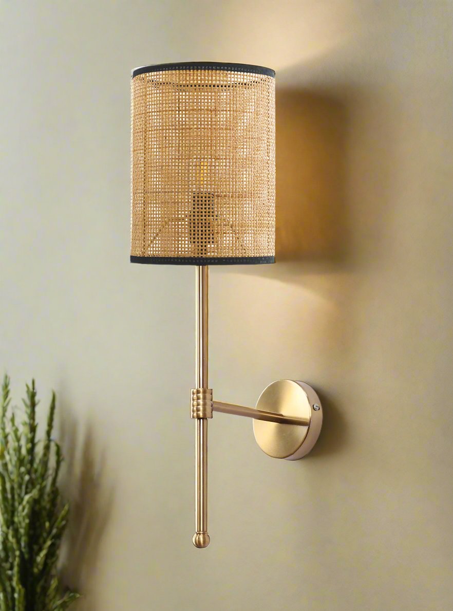 Rattan Wall Light For Living Room | Cane Wall Light - Amaira