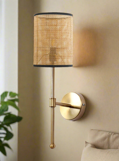 Cane Wall Light For Living Room | Bamboo Wall Lamp - Anika