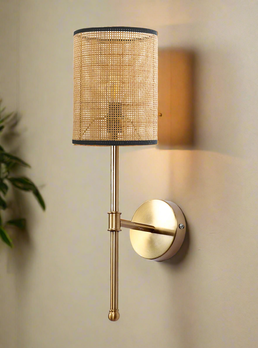 Cane Wall Light For Living Room | Bamboo Wall Lamp - Anika