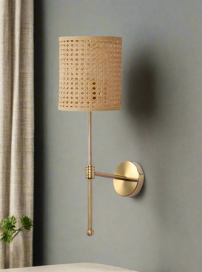 Rattan Wall Lamp For Living Room | Bamboo Wall Scone - Charvi