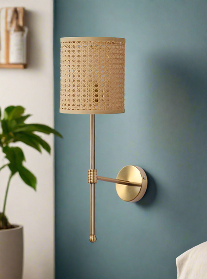 Rattan Wall Lamp For Living Room | Bamboo Wall Scone - Charvi