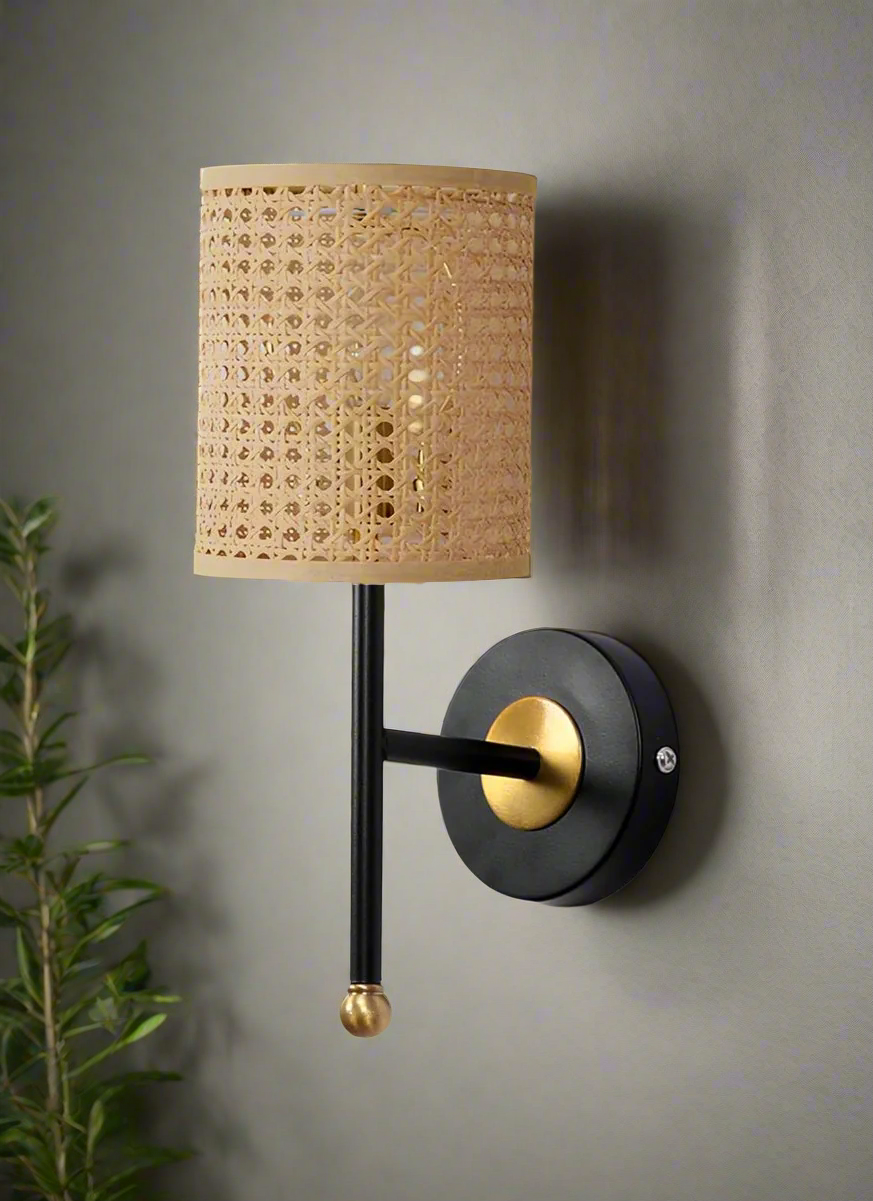 Rattan Wall Lamp For Living Room | Bamboo Wall Scone - Anusha