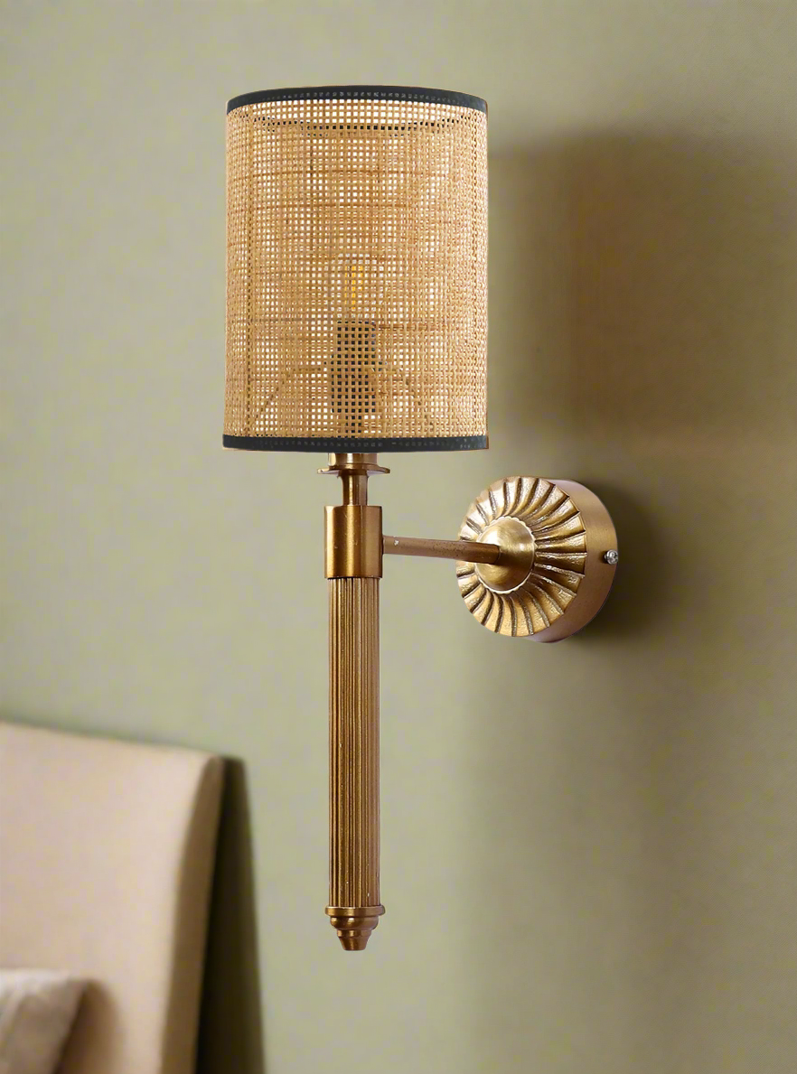 Bamboo Wall Lamp For Living Room | Rattan Wall Light - Alka