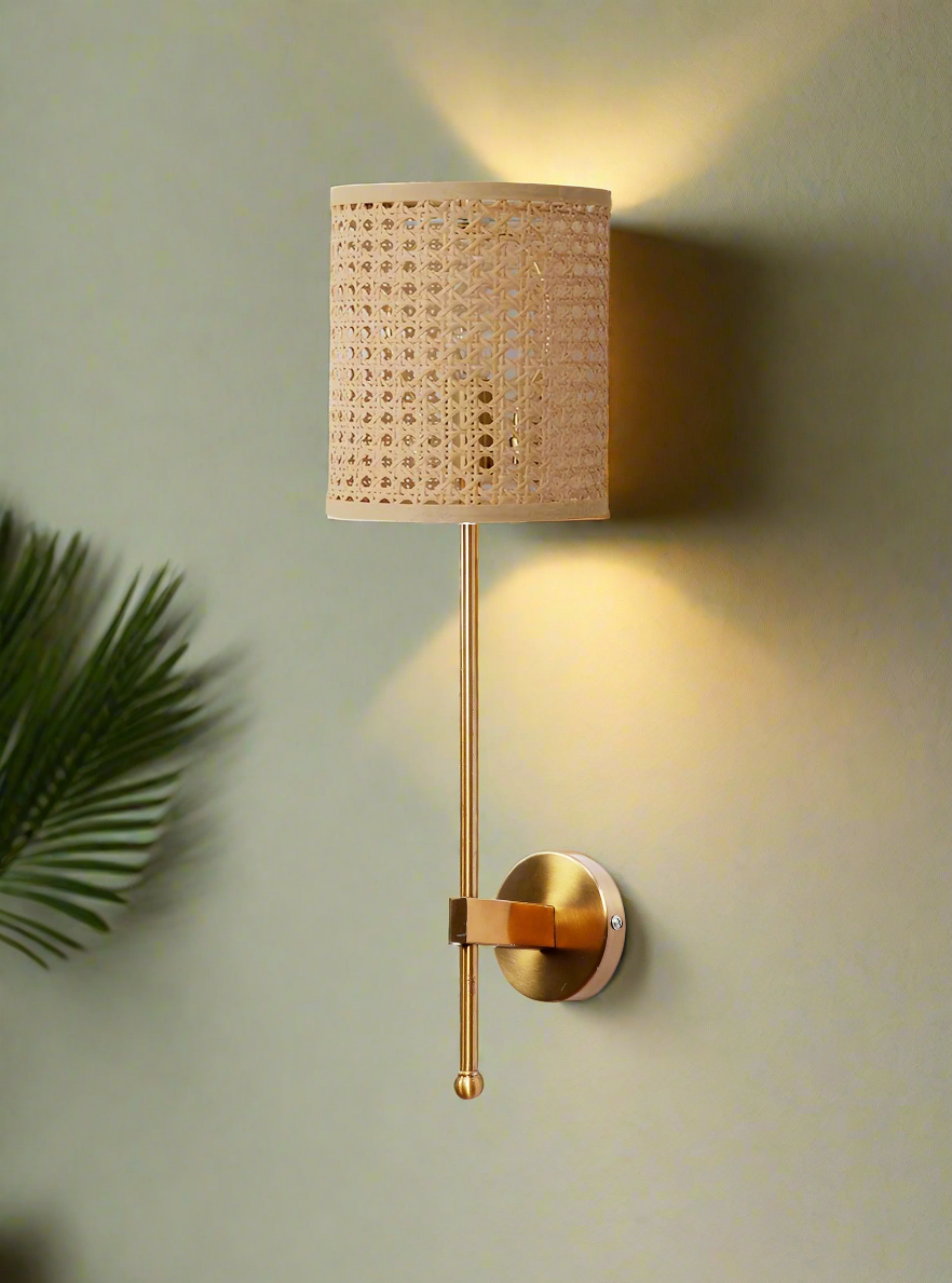 Rattan Wall Lamp For Living Room | Cane Wall Light - Damini