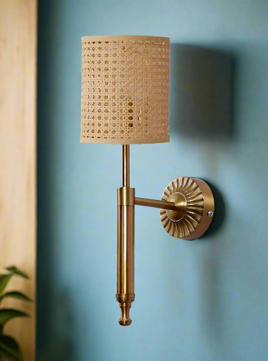 Cane Wall Lamp For Living Room | Bamboo Wall Light - Daksha