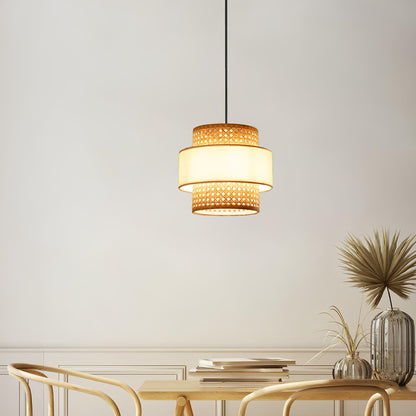 Rattan Hanging lamp for Living Room | Cane Pendant light | Wicker ceiling light - Dia