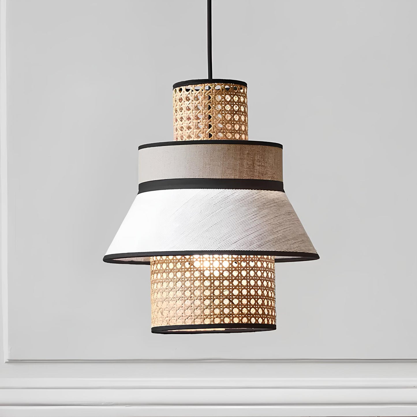 Rattan Hanging lamp for Living Room | Cane Pendant light | Wicker ceiling light - Adley