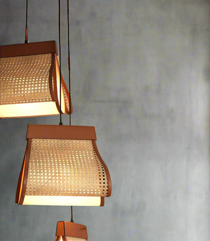 Rattan Hanging lamp for Living Room | Cane Pendant light | Wicker ceiling light - pixie 2.0