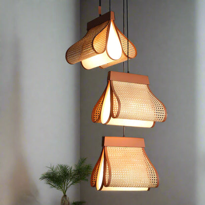 Rattan Hanging lamp for Living Room | Cane Pendant light | Wicker ceiling light - pixie 2.0