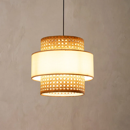 Rattan Hanging lamp for Living Room | Cane Pendant light | Wicker ceiling light - Dia