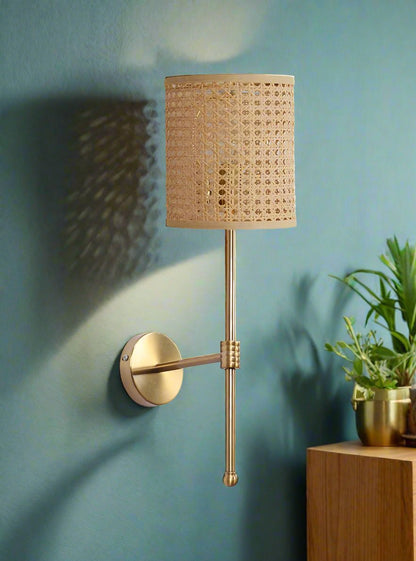 Rattan Wall Lamp For Living Room | Bamboo Wall Scone - Charvi