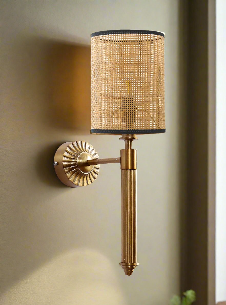 Bamboo Wall Lamp For Living Room | Rattan Wall Light - Alka