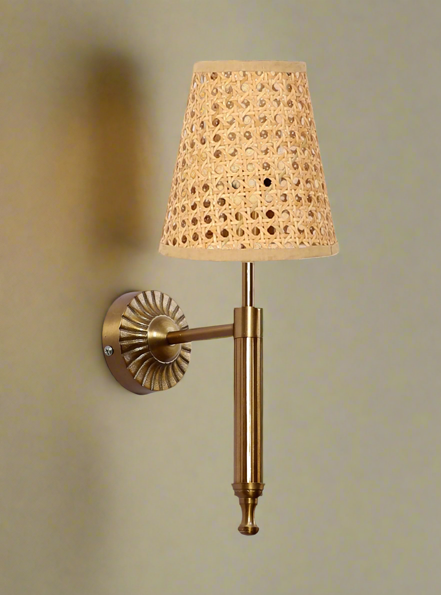 Cane Wall Lamp For Living Room | Bamboo Wall Scone - Jalsa