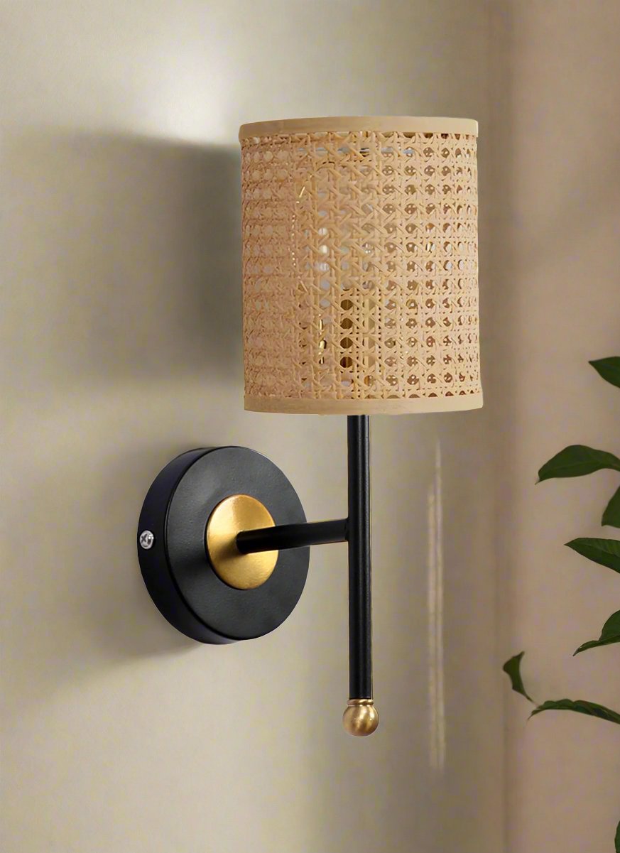 Rattan Wall Lamp For Living Room | Bamboo Wall Scone - Anusha