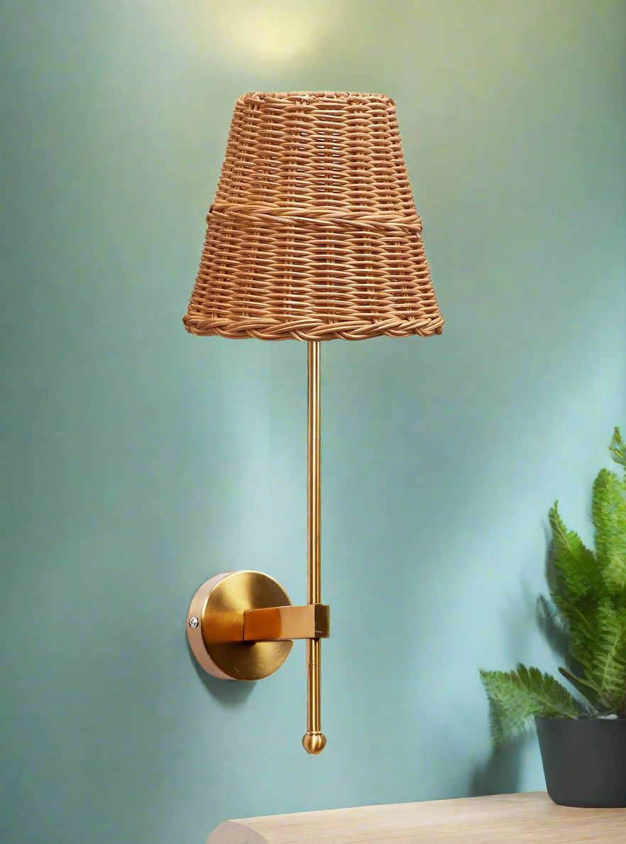 Cane Wall Light For Living Room | Bamboo Wall Lamp - Isha