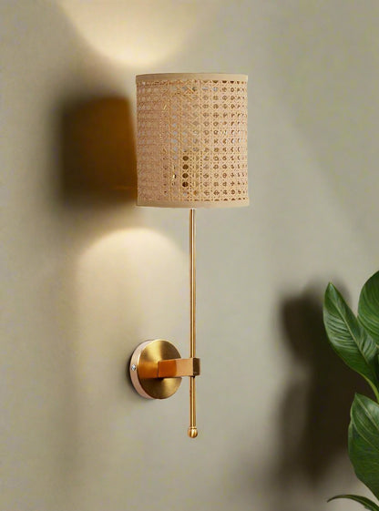 Rattan Wall Lamp For Living Room | Cane Wall Light - Damini