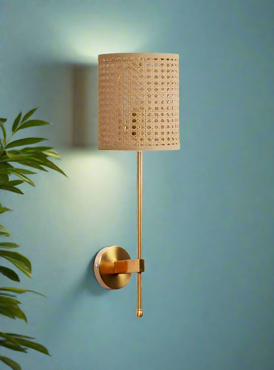 Rattan Wall Lamp For Living Room | Cane Wall Light - Damini