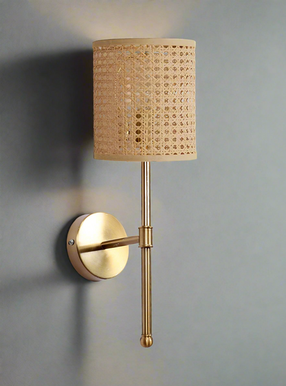 Rattan Wall Lamp For Living Room | Cane Wall Light - Avni