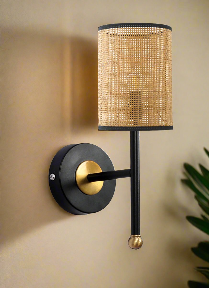 Rattan Wall Light For Living Room | Bamboo Wall Lamp - Aarna