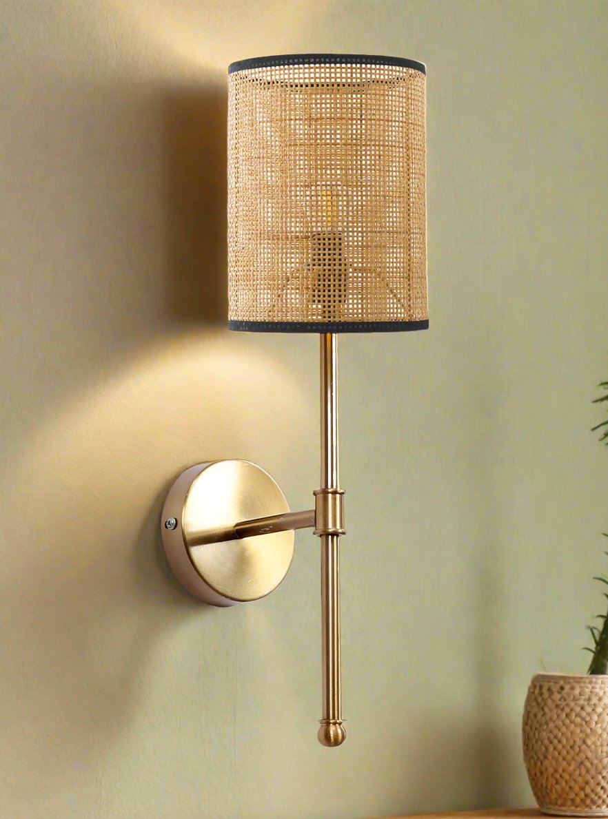 Cane Wall Light For Living Room | Bamboo Wall Lamp - Anika