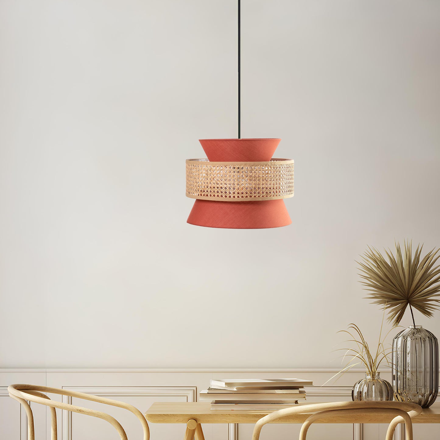 Rattan Hanging lamp for Living Room | Cane Pendant light | Wicker ceiling light - Hana