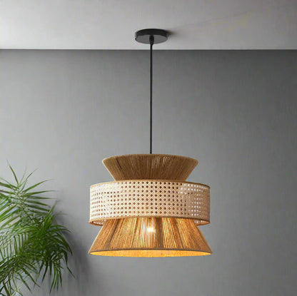 Rattan Hanging lamp for Living Room | Cane Pendant light | Wicker ceiling light - Reva