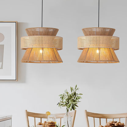 Rattan Hanging lamp for Living Room | Cane Pendant light | Wicker ceiling light - Reva