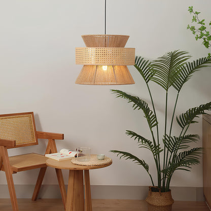 Rattan Hanging lamp for Living Room | Cane Pendant light | Wicker ceiling light - Reva