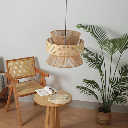 Rattan Hanging lamp for Living Room | Cane Pendant light | Wicker ceiling light - Reva