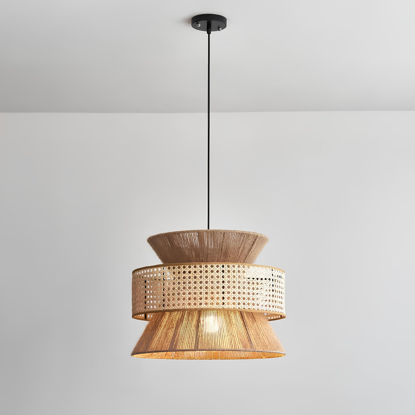 Rattan Hanging lamp for Living Room | Cane Pendant light | Wicker ceiling light - Reva