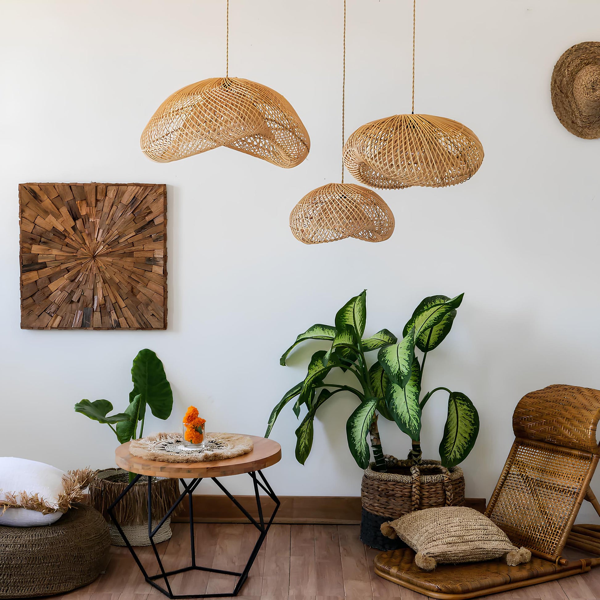 Bamboo Hanging lamp for Living Room | Rattan Pendant light | Cane ceiling light - Anang - Akway