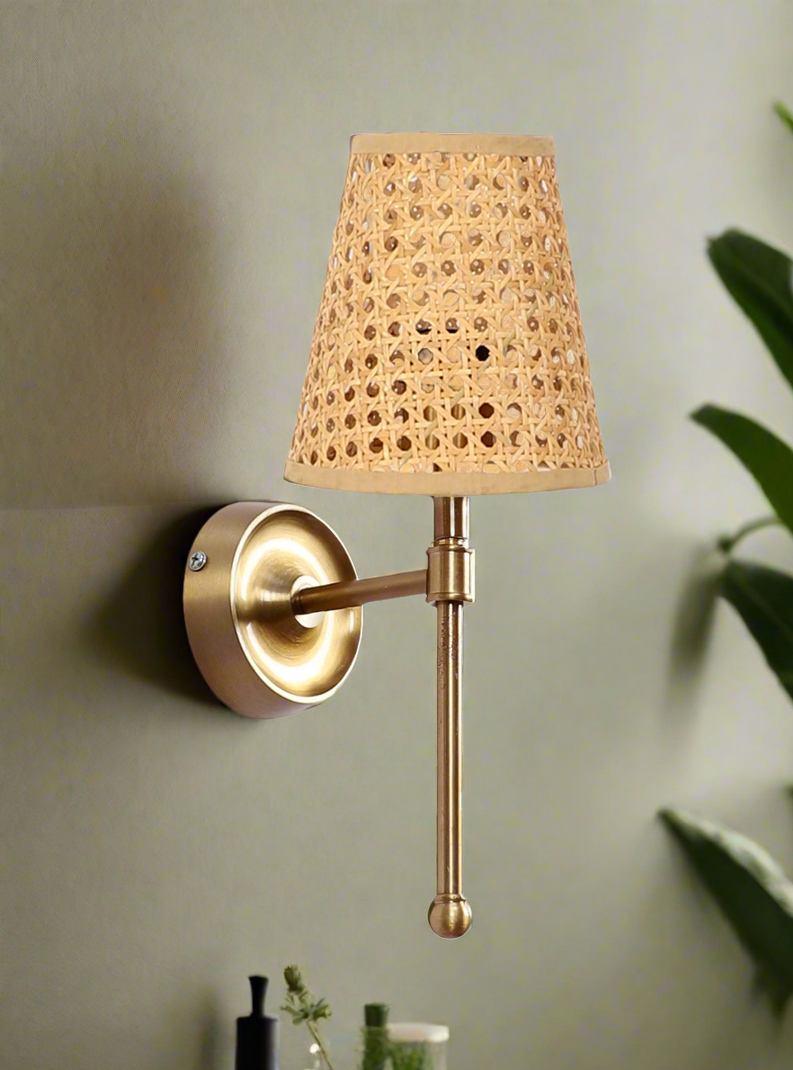 Bamboo Wall Lamp For Living Room | Cane Wall Light - Jagvi