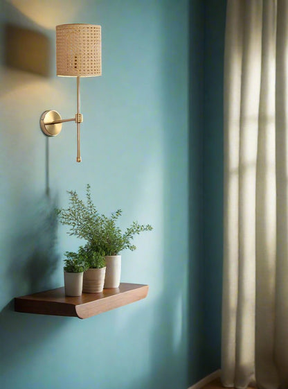 Rattan Wall Lamp For Living Room | Bamboo Wall Scone - Charvi