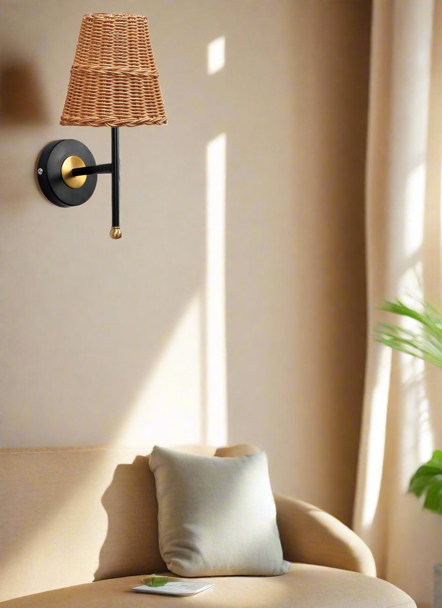 Bamboo Wall Lamp For Living Room | Rattan Wall Light - Geetika