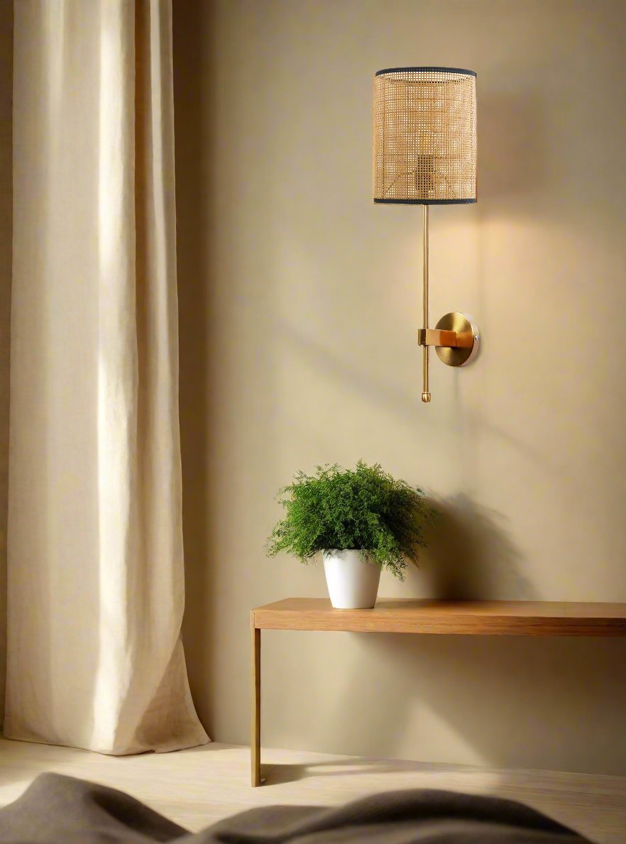 Bamboo Wall Light For Living Room | Cane Wall Lamp - Chaaya