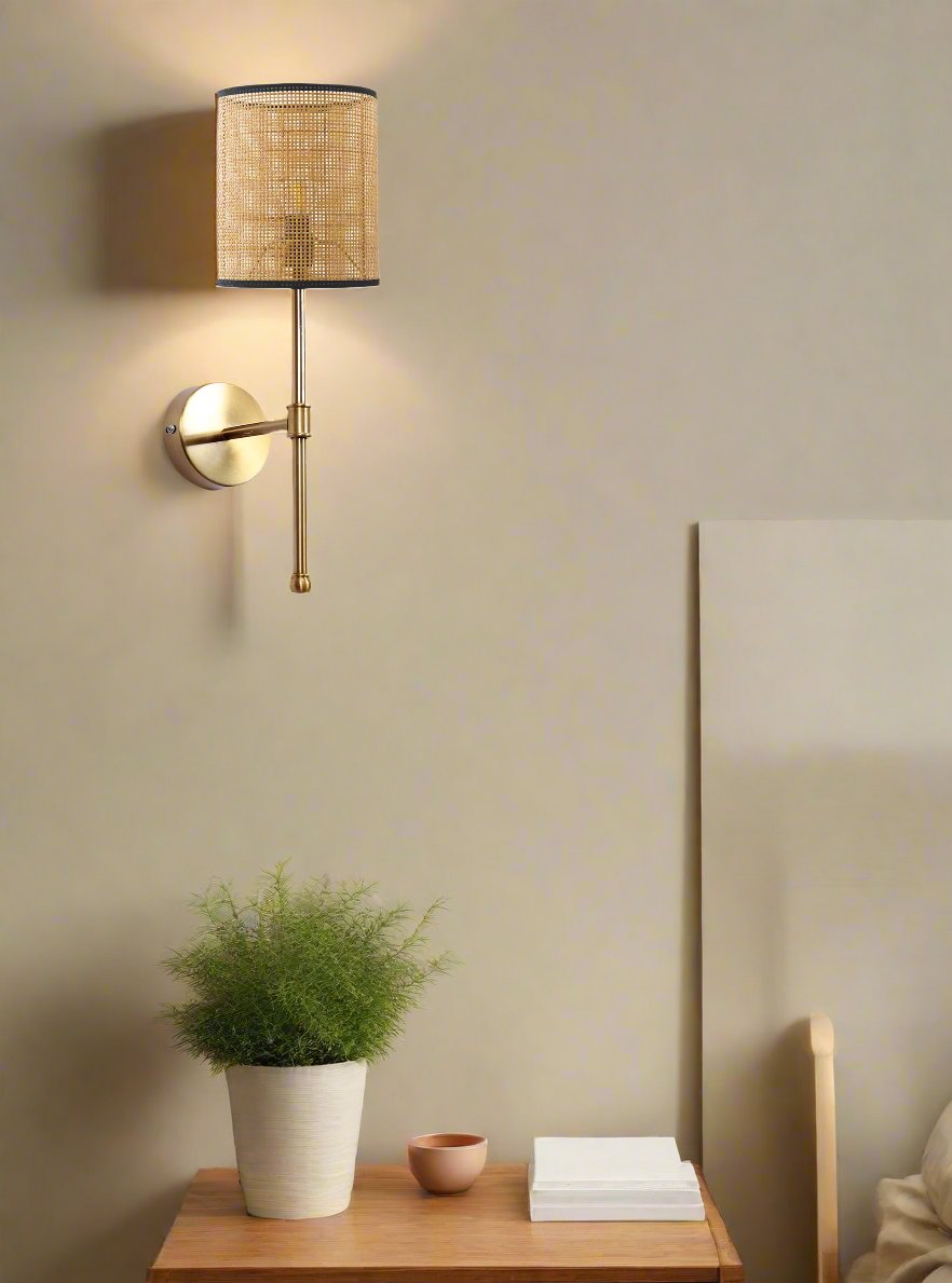 Cane Wall Light For Living Room | Bamboo Wall Lamp - Anika