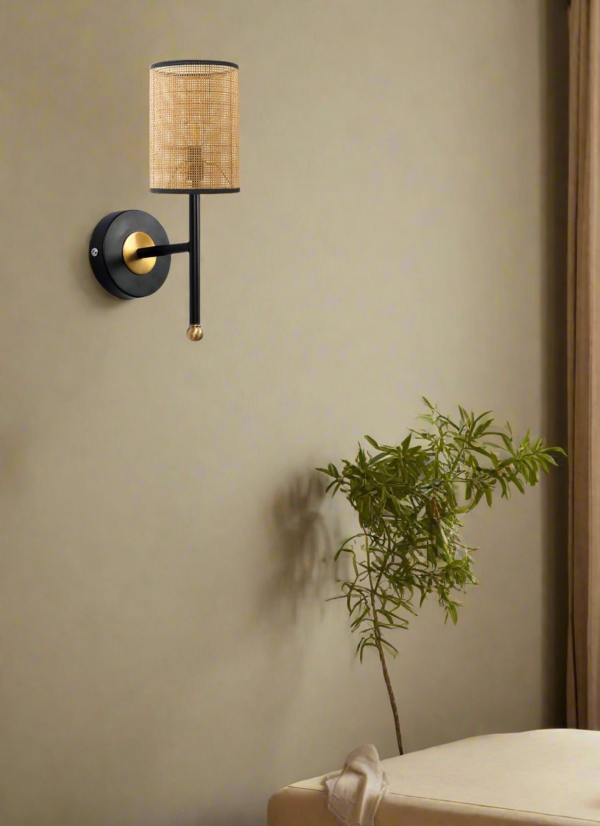 Rattan Wall Light For Living Room | Bamboo Wall Lamp - Aarna