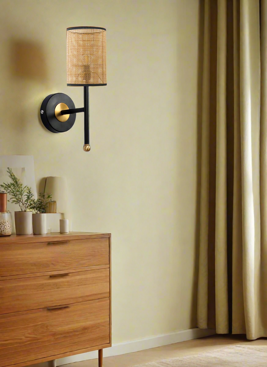 Rattan Wall Light For Living Room | Bamboo Wall Lamp - Aarna